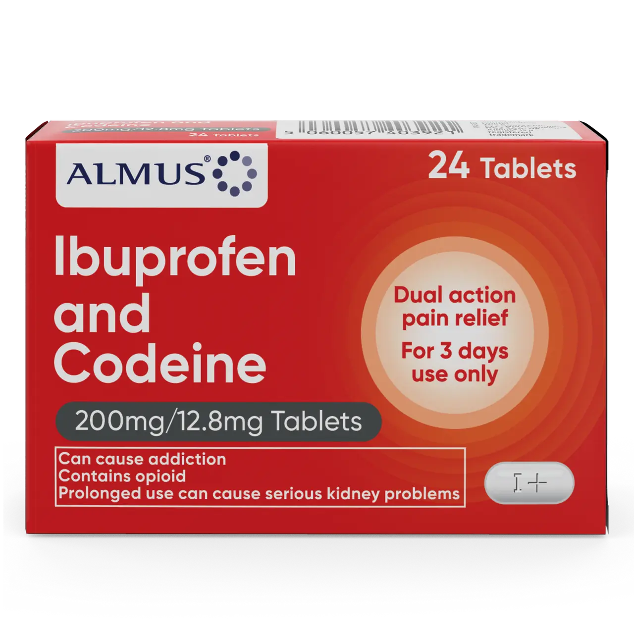 Almus Ibuprofen Codeine 200mg/12.8mg Tablets (Pack of 24)